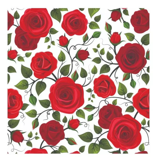 Papel De Parede Floral Rosas Vermelhas Adesivo 3m - 256