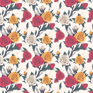 Papel De Parede Floral Rosas Vermelhas Brancas E Amarelas