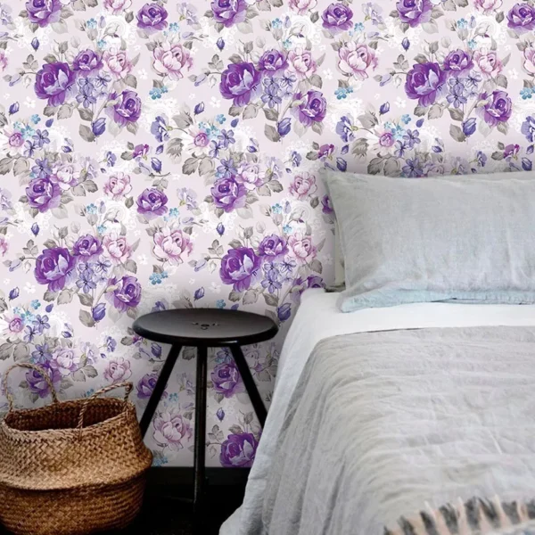 Papel De Parede Floral Roxo 250