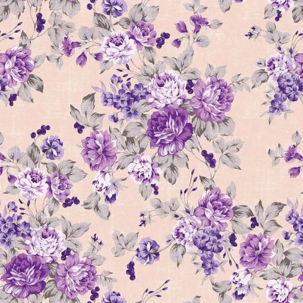 Papel De Parede Floral Roxo Lilás E Violeta Lavável Vinil 3m