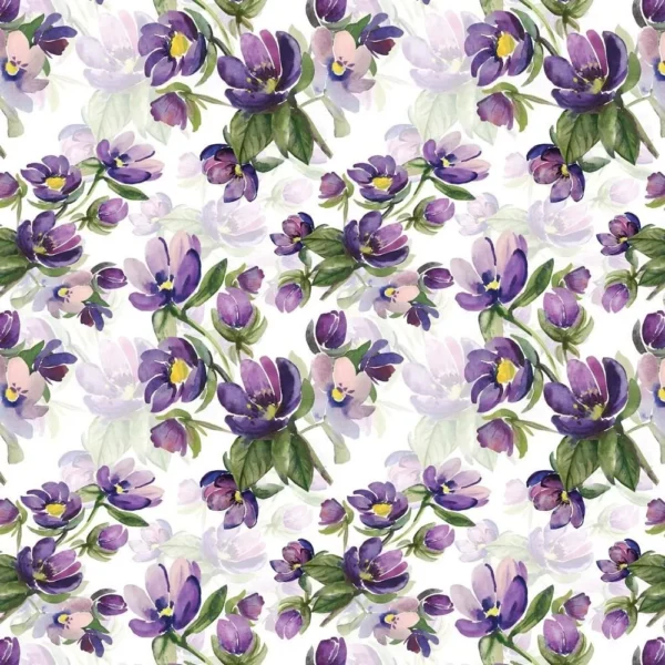 Papel De Parede Floral Roxo Petit Lavável Vinil 3m