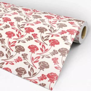 Papel De Parede Floral Vermelho Marrom E Creme 3m