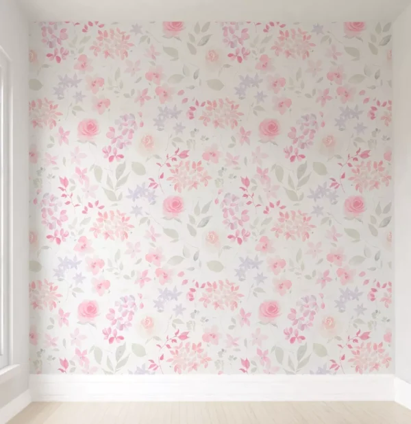 Papel de parede florals Rosas Menina Infantil Pp521 M²