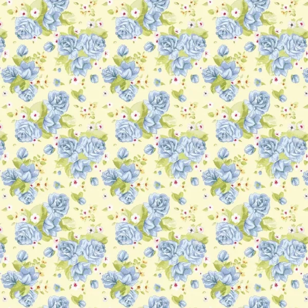 Papel De Parede Flores Azul E Amarela Adesivo Sala Cozinha