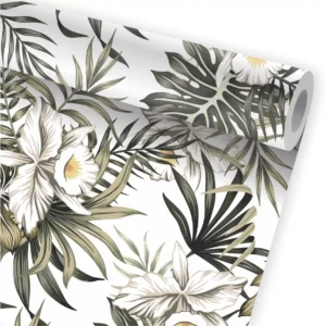 Papel De Parede Flores Folhagem Jardim Kit 03 Rolos A684