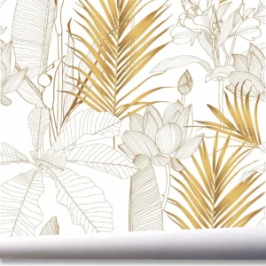 Papel De Parede Flores Folhas Folhagem Jardim Tropical A744