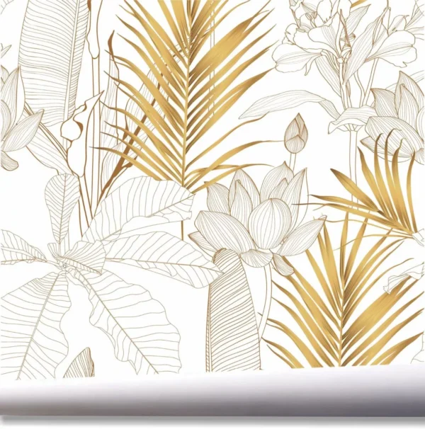 Papel De Parede Flores Folhas Folhagem Jardim Tropical A744