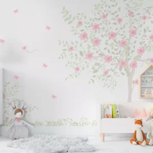 Papel De Parede Flores Jardim Borboletinhas Bebê - 3m² Vr621