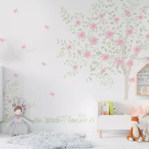 Papel De Parede Flores Jardim Borboletinhas Bebê - 4m² Vr621