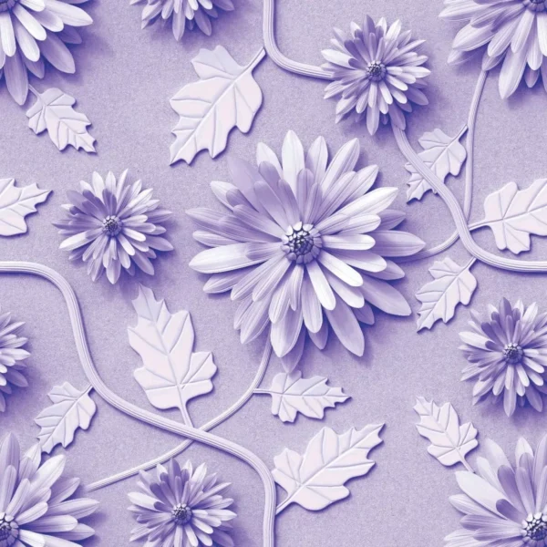 Papel De Parede Flores Lilás Delicada Estilo 3d 3m