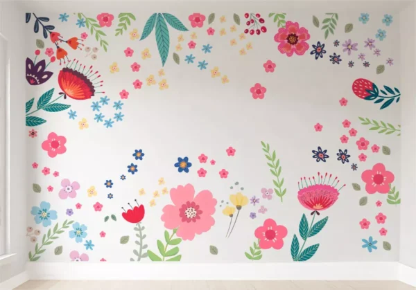 Papel De Parede Flores Rosas Floral Folhagens Bebê 5m² Vr604