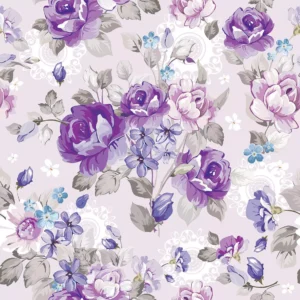 Papel De Parede Flores Rosas Roxo Lilás Branco Fundo Lilás