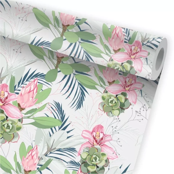 Papel De Parede Flores Tropical Folhagem Jardim Folhas A656