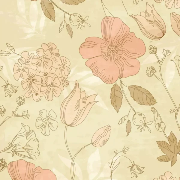 Papel De Parede Flores Vermelhas Clara E Amarelo Adesivo