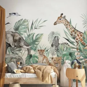 Papel De Parede Floresta Animais Safari 1232278