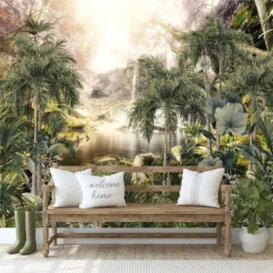 Papel De Parede Floresta Folhagens Tropical 4,10x2,80m G1134