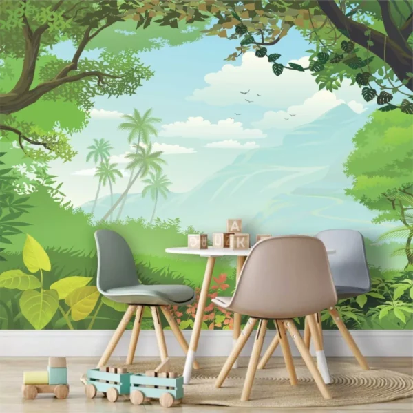 Papel De Parede Floresta Selva Infantil Safari Painel Gg918