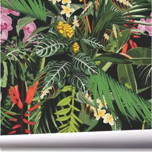 Papel De Parede Folhagem Flor Botânico Tropical Jardim A682