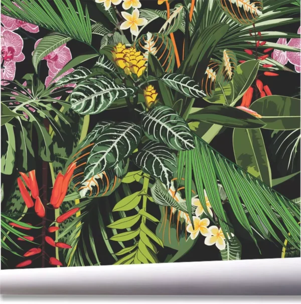 Papel De Parede Folhagem Flor Botânico Tropical Jardim A682