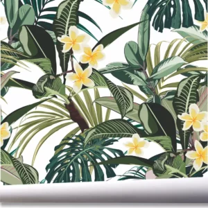 Papel De Parede Folhagem Flores Tropical Folha Jardim A674