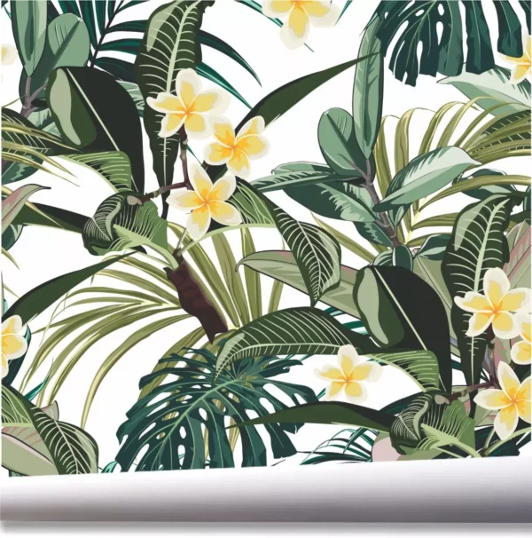 Papel De Parede Folhagem Flores Tropical Folha Jardim A674