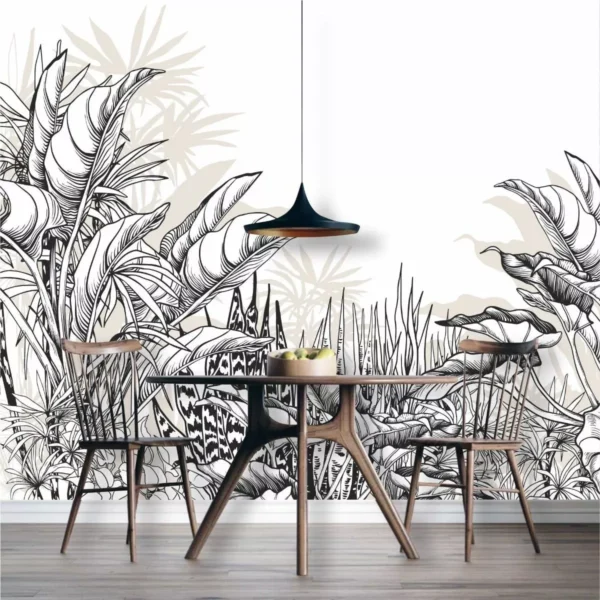 Papel De Parede Folhagem Floresta Tropical Painel G1033