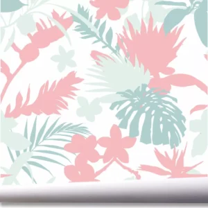 Papel De Parede Folhagem Folhas Jardim Flores Tropical A698