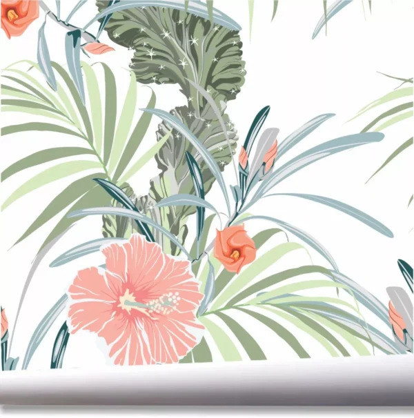 Papel De Parede Folhagem Folhas Jardim Tropical Flores A690