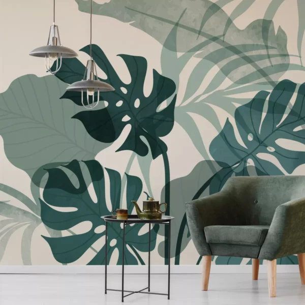 Papel De Parede Folhagem Folhas Verde Plantas Painel 6m²