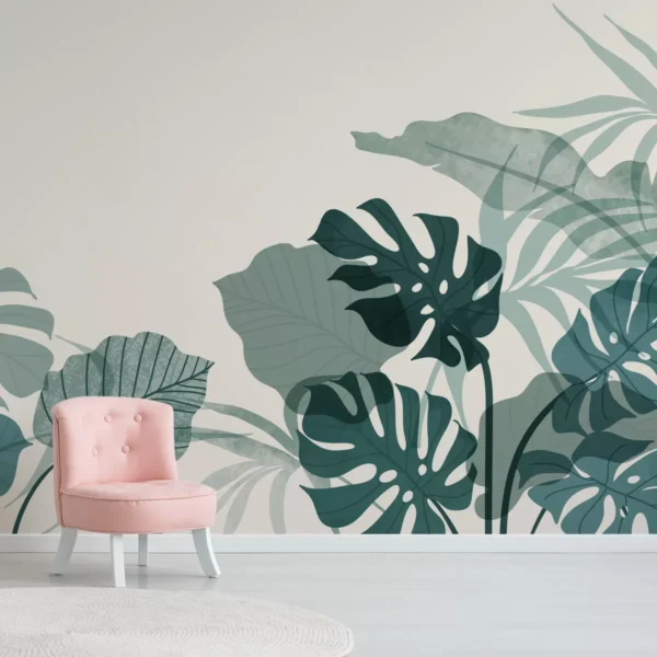 Papel De Parede Folhagem Folhas Verde Plantas Painel 9m²