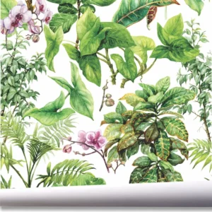 Papel De Parede Folhagem Jardim Folhas Tropical Flores A657