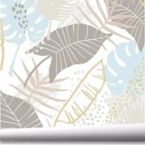 Papel De Parede Folhagem Tropical Floral Kit 03 Rolos A529