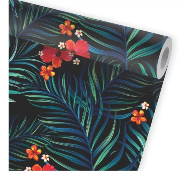 Papel De Parede Folhagem Tropical Floral Plantas Jardim A465