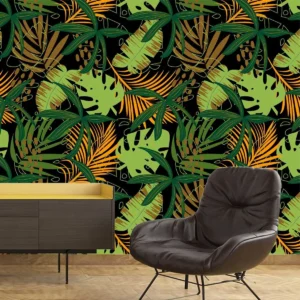 Papel De Parede Folhagem Tropical Plantas Autocolante Sala