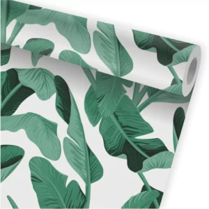 Papel De Parede Folhagem Tropical Verde Kit 02 Rolos A464