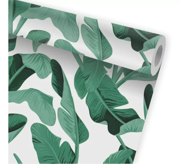 Papel De Parede Folhagem Tropical Verde Kit 02 Rolos A464