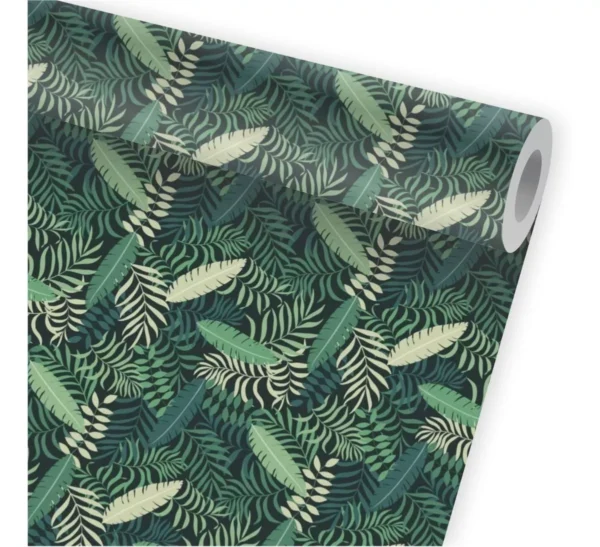 Papel De Parede Folhagem Tropical Verde Kit 02 Rolos A467