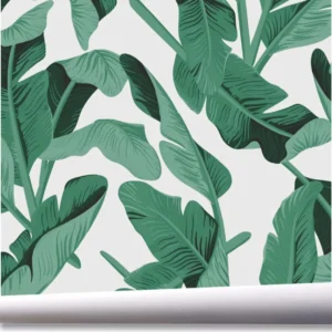 Papel De Parede Folhagem Tropical Verde Kit 03 Rolos A464