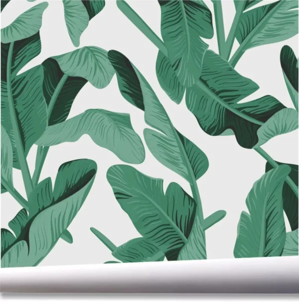 Papel De Parede Folhagem Tropical Verde Kit 03 Rolos A464