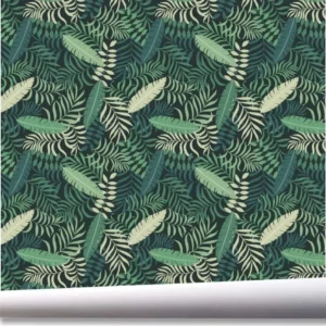 Papel De Parede Folhagem Tropical Verde Kit 03 Rolos A467