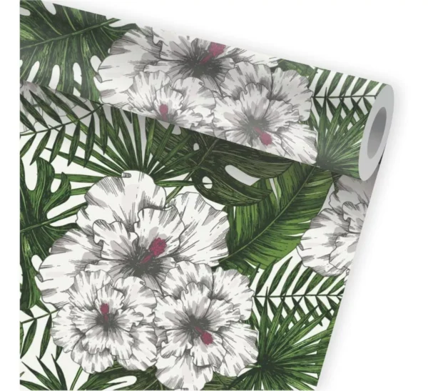 Papel De Parede Folhas Folhagem Tropical Verde Floral A469