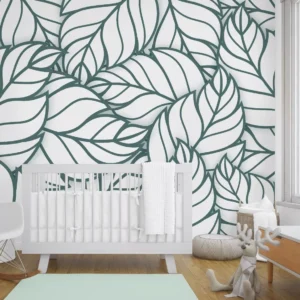 Papel De Parede Folhas Verdes Para Quarto Infantil Pp492 M²