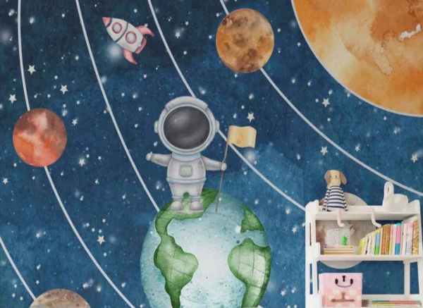 Papel De Parede Foto Mural Infantil Astronauta