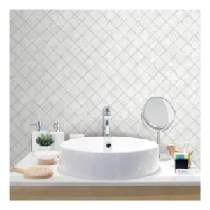 Papel De Parede Francês Branco Listras Lavabo Quarto 4m²