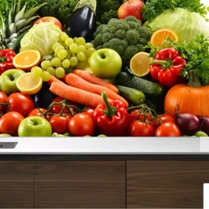 Papel De Parede Fruta Verduras Painel Adesivo Cozinha M01