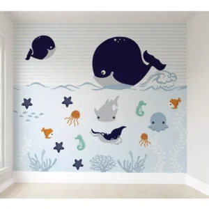 Papel De Parede Fundo Do Mar Infantil Adesivo Vr47a 10m²