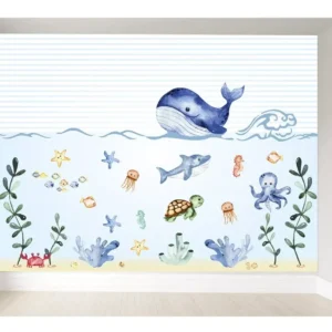 Papel De Parede Fundo Do Mar Infantil Adesivo Vr47b 10m²