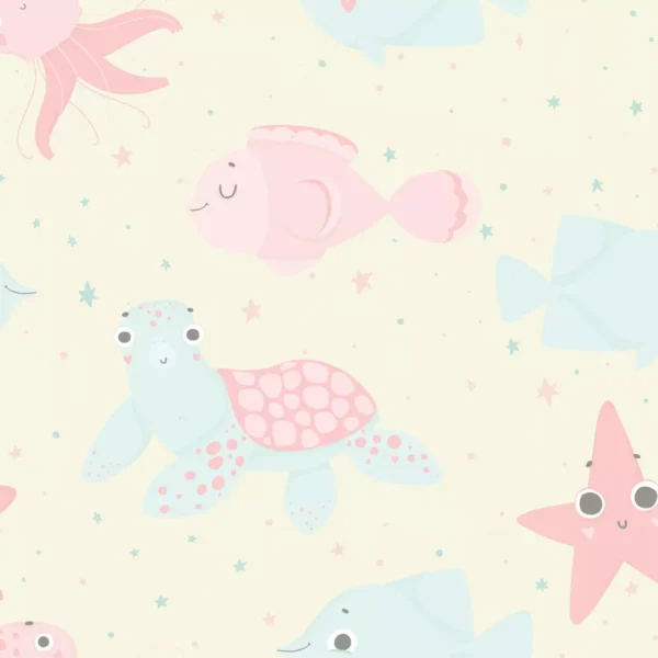 Papel De Parede Fundo Do Mar Para Quarto De Bebê 57x270cm