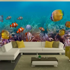 Papel De Parede Fundo Do Mar Peixes Coral 10m² Fm73