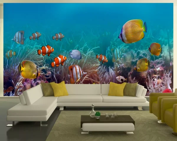 Papel De Parede Fundo Do Mar Peixes Coral 10m² Fm73